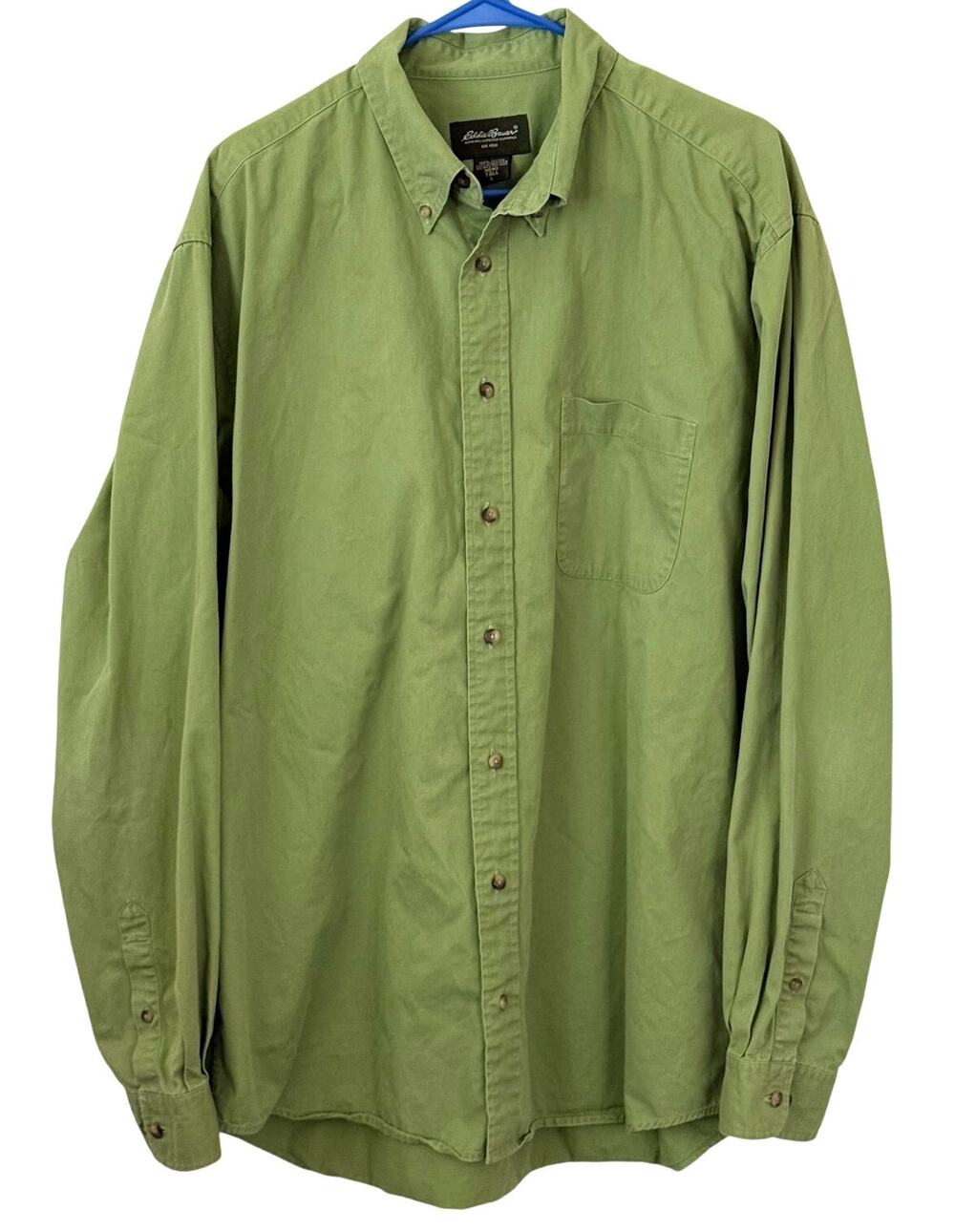 Eddie Bauer Green Button Up Long Sleeve Dress Shirt Large Tall Casual Outdoor